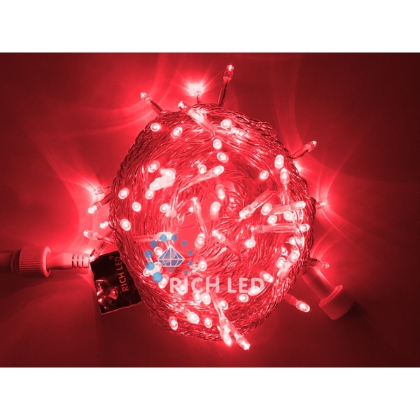 

Гирлянда светодиодная красная постоянного свечения 220B, LED, провод прозрачный, IP54 Rich LED RL-S10C-220V-T/R, RL-S10C-220V-T/R