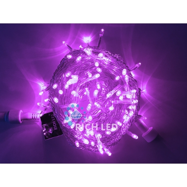 

Гирлянда светодиодная фиолетовая постоянного свечения 220B, LED, провод прозрачный, IP54 Rich LED RL-S10C-220V-T/V, RL-S10C-220V-T/V
