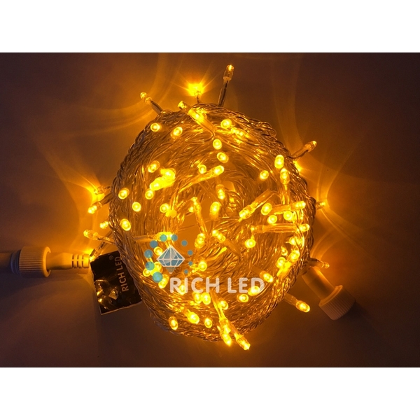 

Гирлянда светодиодная желтая постоянного свечения 220B, LED, провод прозрачный, IP54 Rich LED RL-S10C-220V-T/Y, RL-S10C-220V-T/Y