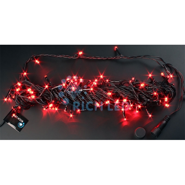 

Гирлянда светодиодная красная с мерцанием 24B, LED, провод черный, IP54 Rich LED RL-S10CF-24V-B/R, RL-S10CF-24V-B/R