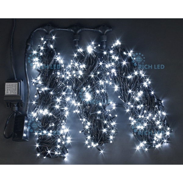 

Гирлянда светодиодная белая с мерцанием 24B, LED, провод черный, IP54 Rich LED RL-S3*20F-B/W, RL-S3*20F-B/W