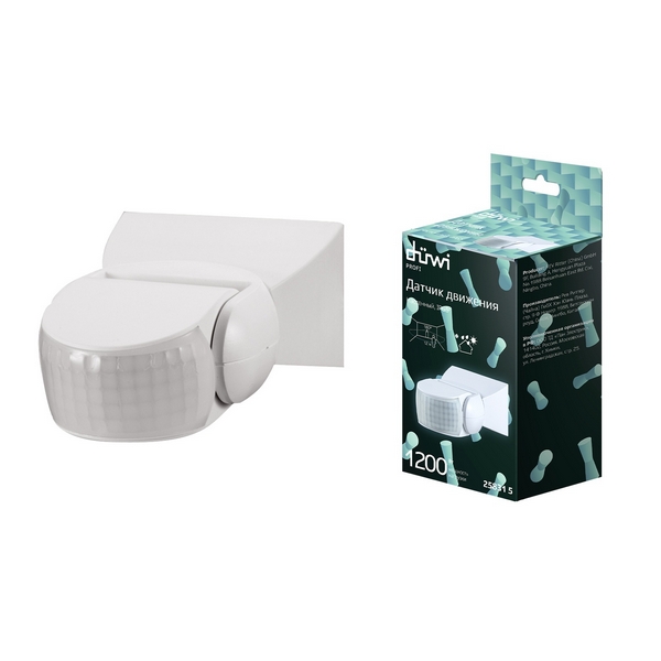 

Датчик движения (180°, 10-900с, 12м, 1200Вт, IP65) Duwi 25831 5, Белый, 25831 5