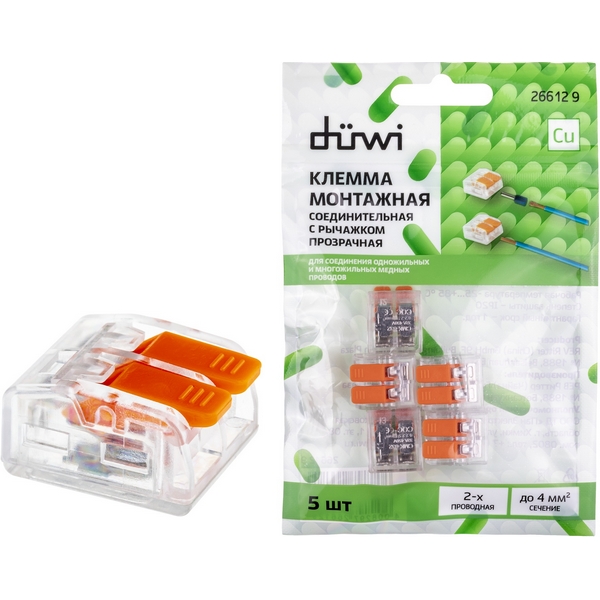 

Клемма рычажковая 5 шт. duwi 26612 9 Duwi, Прозрачный, 26612 9