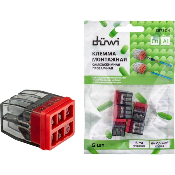 

Клемма самозажимная 5 шт. duwi 26732 4 Duwi, Прозрачный, 26732 4