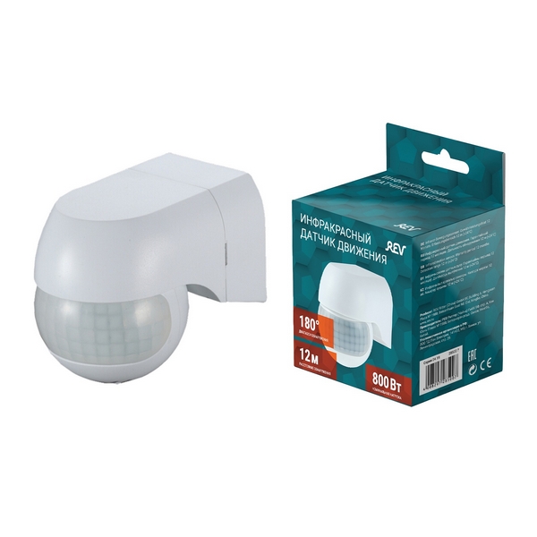 

Датчик движения (180°,10-900с, 12м, 800Вт) REV 28500 7, 28500 7