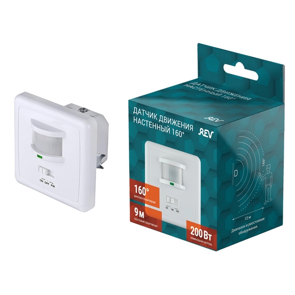 

Датчик движения (160°, 10-420с, 9м, 200Вт, IP20) REV 28513 7, 28513 7