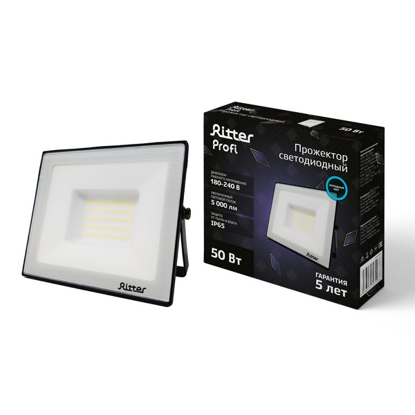 

Прожектор уличный светодиодный Ritter PROFI 53408 6, Черный, PROFI 53408 6