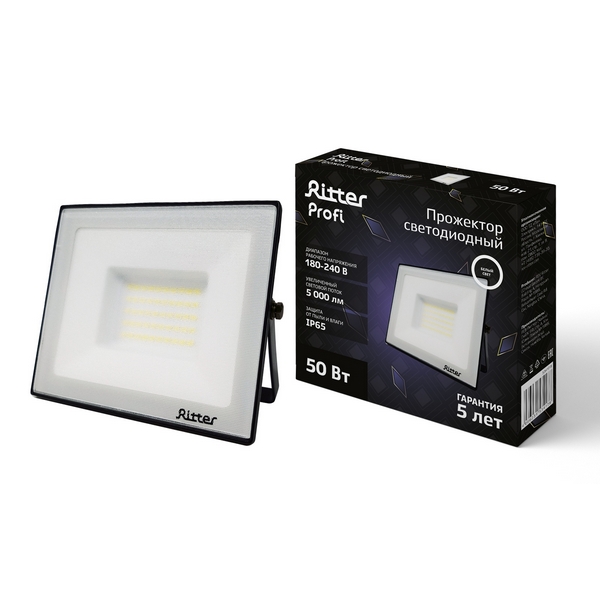 

Прожектор уличный IP65 светодиодный Ritter PROFI 53417 8, Черный, PROFI 53417 8