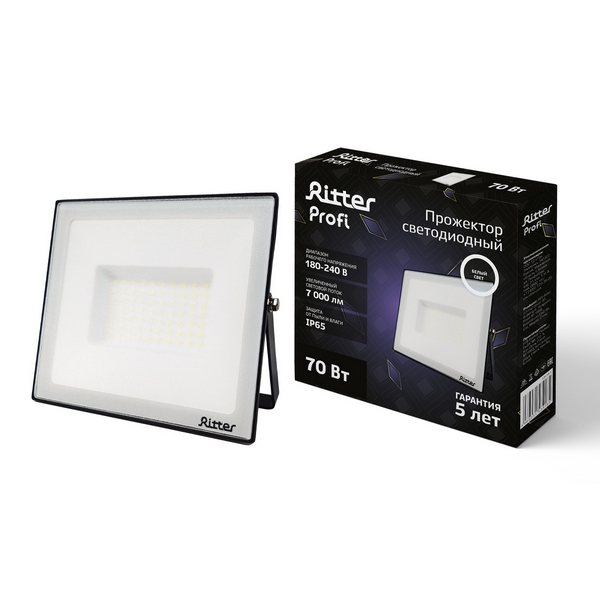 

Прожектор уличный IP65 светодиодный Ritter PROFI 53418 5, Черный, PROFI 53418 5
