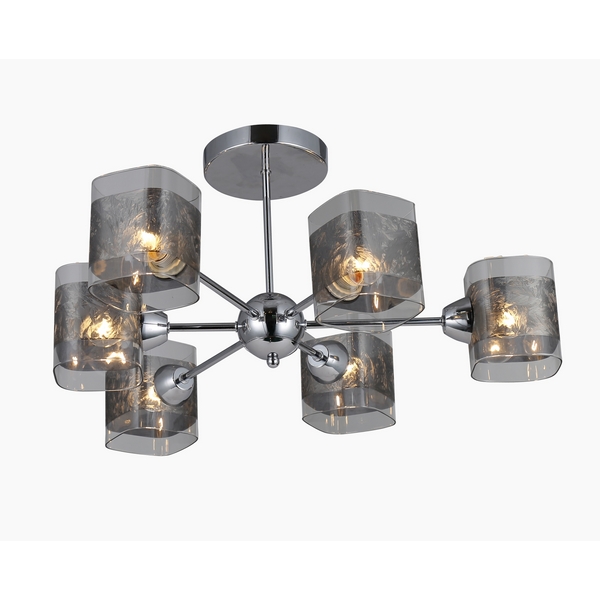 

Люстра потолочная на штанге * Е14 Вт Rivoli Juanita 9097-306, Хром;дымчатый, Juanita 9097-306