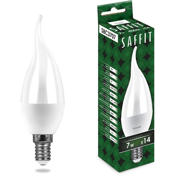 

Лампа светодиодная Saffit SBC3707 55142 Свеча на ветру E14 7W 230V 6400K, SBC3707 55142
