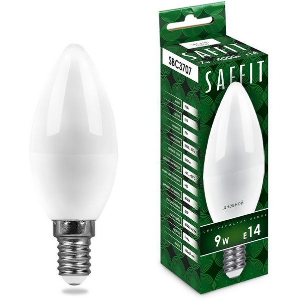 

Лампа светодиодная Saffit SBC3709 55170 Свеча E14 9W 230V 6400K, SBC3709 55170