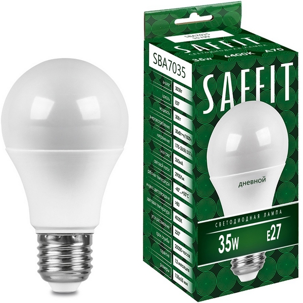 Изображение товара Лампа светодиодная SBA7035 Шар E27 35W 230V 6400K Saffit 55199 Изображение товара Лампа светодиодная SBA7035 Шар E27 35W 230V 6400K Saffit 55199