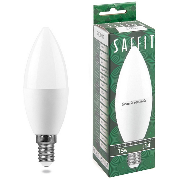

Лампа светодиодная Saffit SBC3715 55203 Свеча E14 15W 230V 2700K, SBC3715 55203