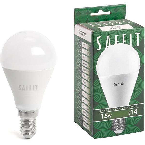 Изображение товара Светодиодная лампа Saffit SBG4515 55210 E14 15W нейтральный свет
