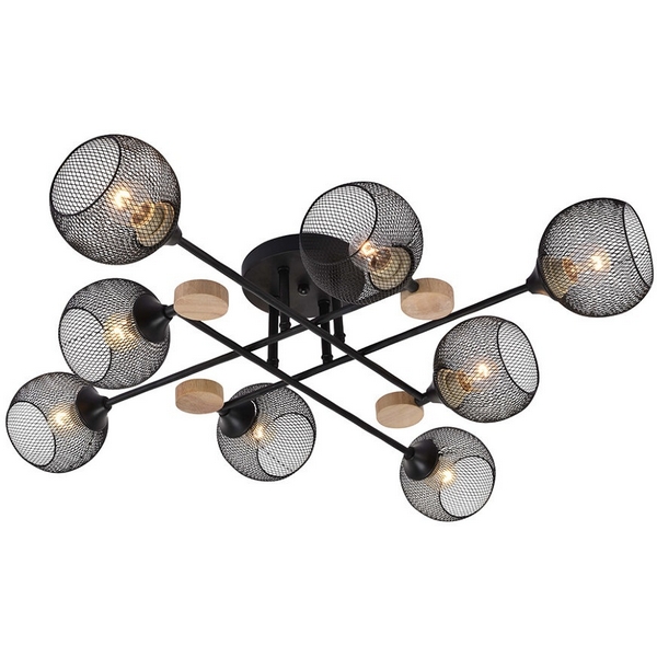 

Потолочная люстра на штанге Seven Fires Bazill SF3384/8C-BK-WD, Черный, Bazill SF3384/8C-BK-WD