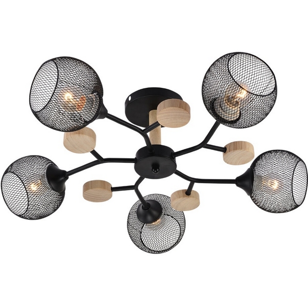 

Потолочная люстра на штанге Seven Fires Maklen SF3385/5C-BK-WD, Черный, Maklen SF3385/5C-BK-WD