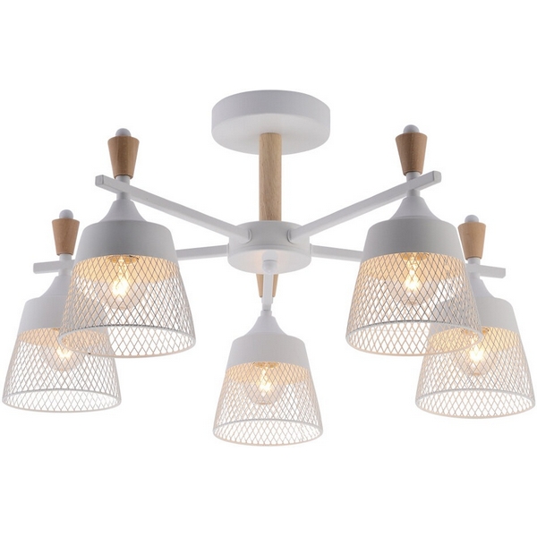 

Потолочная люстра на штанге Seven Fires Olban SF3389/5C-WT-WD, Белый, Olban SF3389/5C-WT-WD