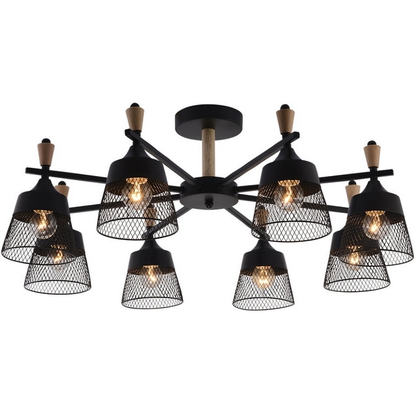 

Потолочная люстра на штанге Seven Fires Olban SF3389/8C-BK-WD, Черный, Olban SF3389/8C-BK-WD