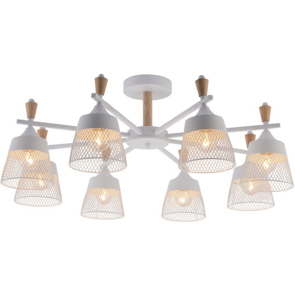 

Потолочная люстра на штанге Seven Fires Olban SF3389/8C-WT-WD, Белый, Olban SF3389/8C-WT-WD