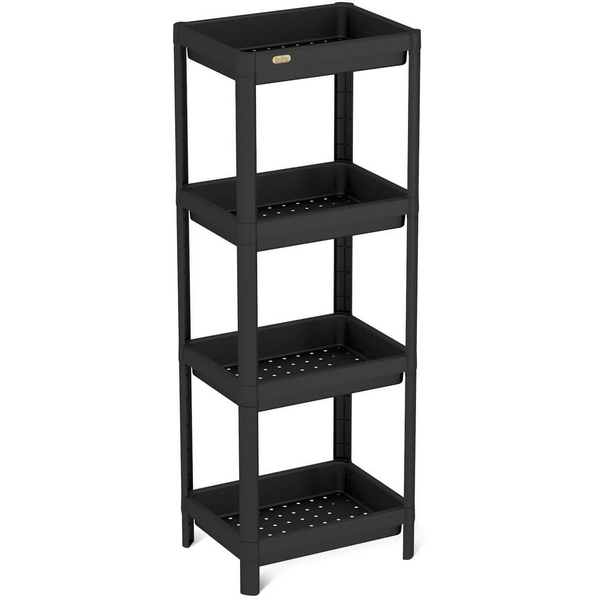 Изображение товара Стеллаж Sheffilton SHT-SS25-4 черный - легкий и прочный пластиковый стеллаж для дома и офиса