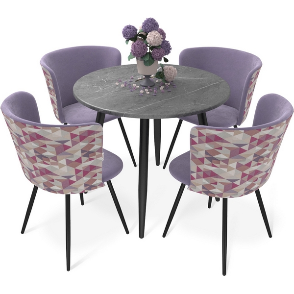 

Обеденная группа Sheffilton SHT-DS240 мрамор прем.темн./сум.орхид./чер.муа, SHT-DS240 9870594201