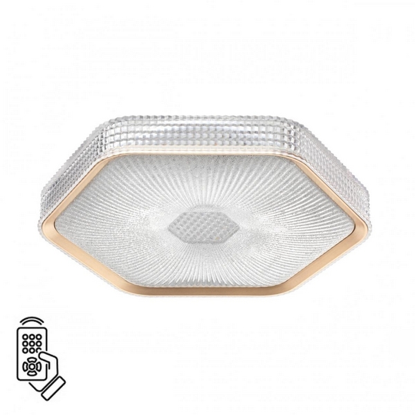 

Потолочный светильник светодиодный Sonex Sparks 7746/48L металл/пластик/прозрачный/золотистый LED 48Вт 3000-4000-6000K IP20 пульт ДУ, Sparks 7746/48L