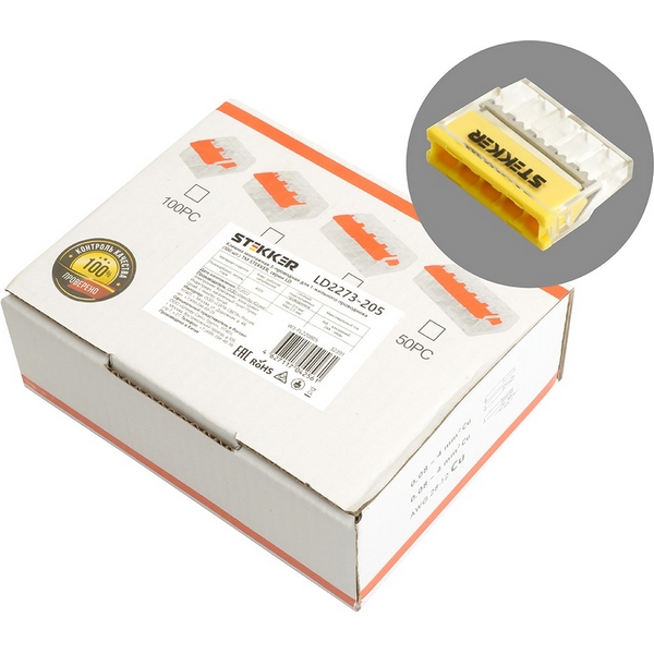 Изображение товара Клемма пружинная 5-и проводная Stekker 32391