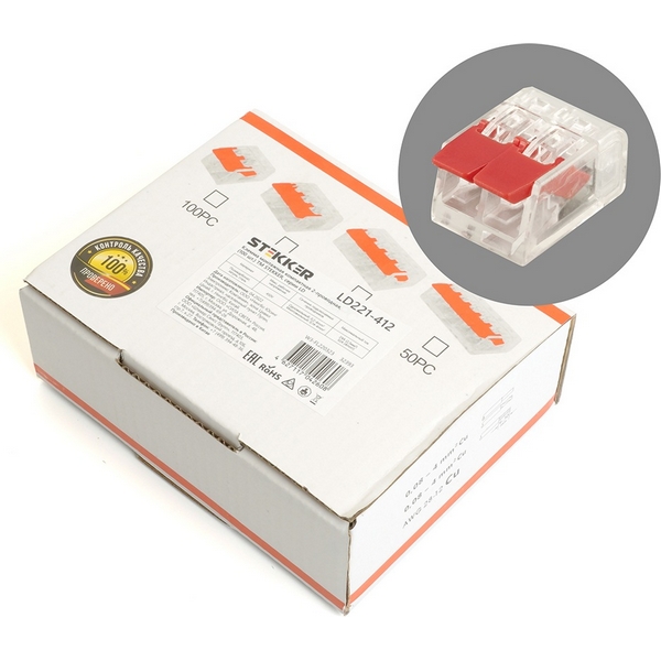 Изображение товара Клемма пружинная 2-х проводная Stekker 32393