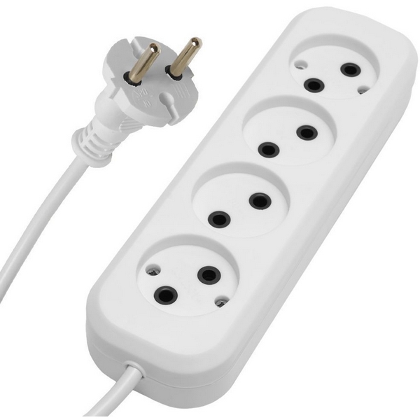 Изображение товара Удлинитель 4-х местный без заземления 5 метров Stekker 39218 белый