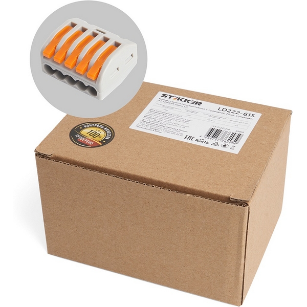 Изображение товара Клемма рычажковая 5-и проводная Stekker 39868 для надежных соединений