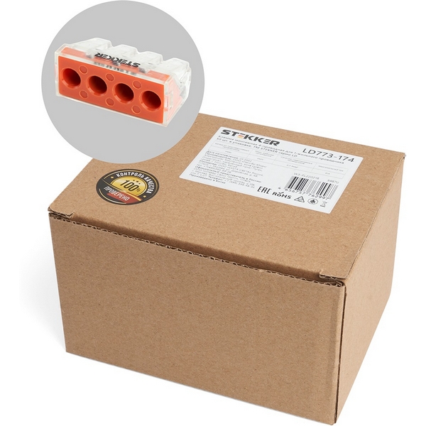 Изображение товара Клемма пружинная 4-х проводная Stekker 39870