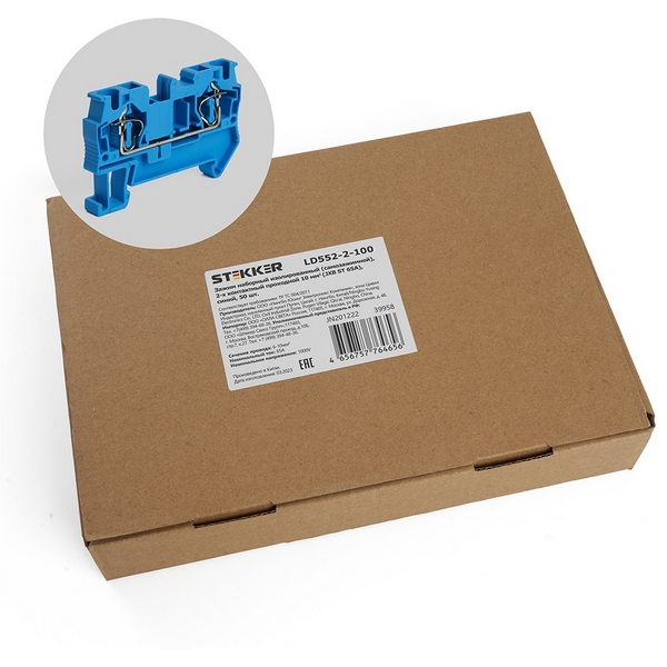 Изображение товара Зажим пружинный 2-х проводной проходной ЗНИ 10 мм2 Stekker 39958