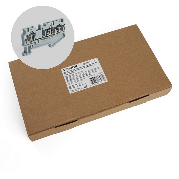 Изображение товара Зажим пружинный 3-х проводной проходной ЗНИ 4 мм2 Stekker 39964 для электромонтажа