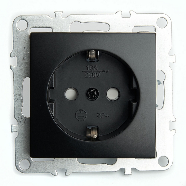 

Розетка с заземлением и шторками (черный) Stekker Эрна 49154, Эрна 49154