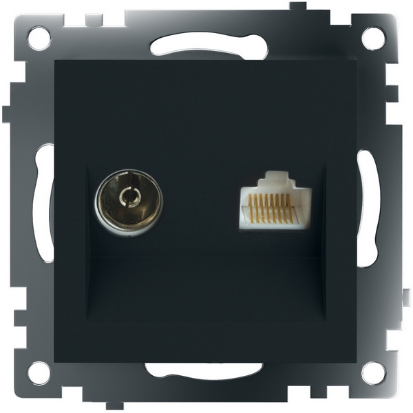 

ТВ-розетка и Ethernet RJ-45 (черный) Stekker Катрин 49182, Катрин 49182
