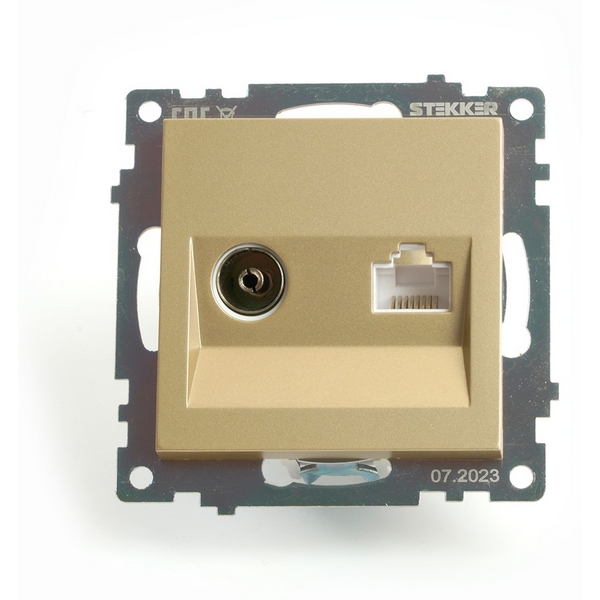 

ТВ-розетка и Ethernet RJ-45 (золото) Stekker Катрин 49230, Катрин 49230