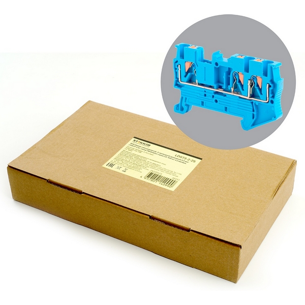 Изображение товара Зажим пружинный 3-х проводной проходной Stekker 49251 синий