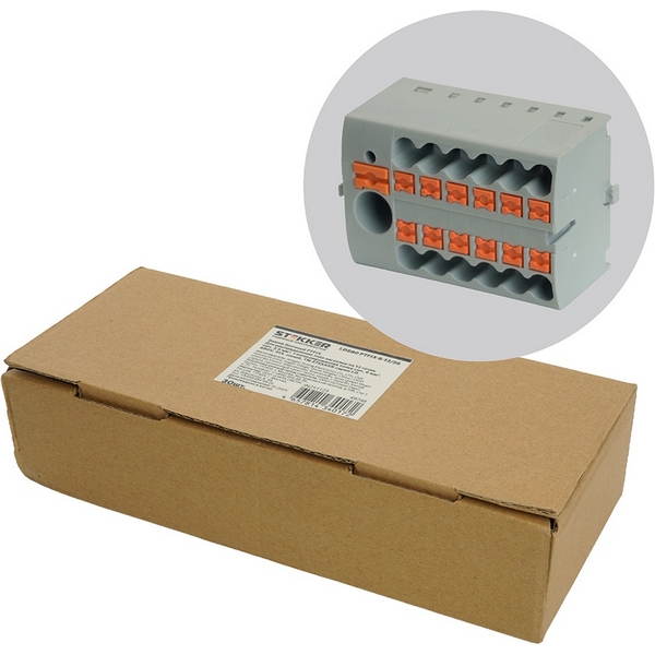 Изображение товара Зажим блочный на 12 точек Stekker 49748 для электромонтажных работ
