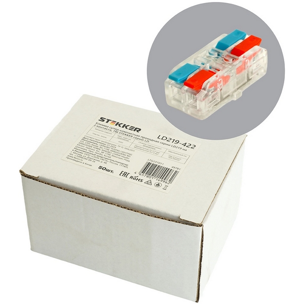 Изображение товара Клемма супер-компактная проходная Stekker 49781