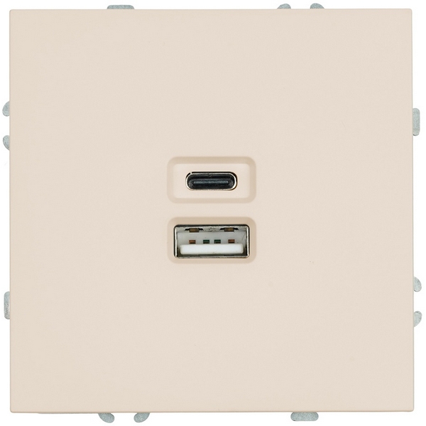 

Розетка USB Type A+С (кашемир, soft touch) Stekker Эмили 49905, Кремовый, Эмили 49905