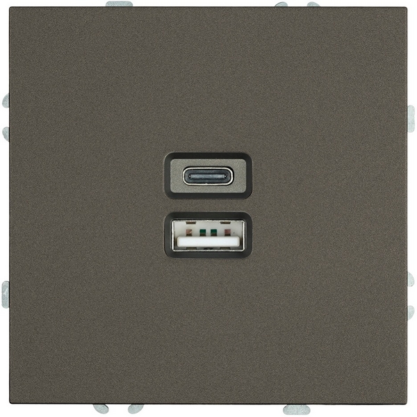 

Розетка USB Type A+С (антрацит, soft touch) Stekker Эмили 49931, Серый, Эмили 49931