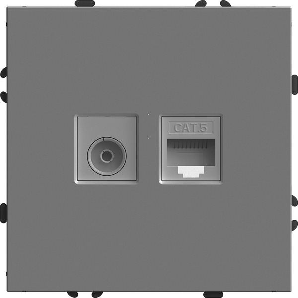 

ТВ-розетка и Ethernet RJ-45 (серый) Stekker Эмили 49950, Эмили 49950