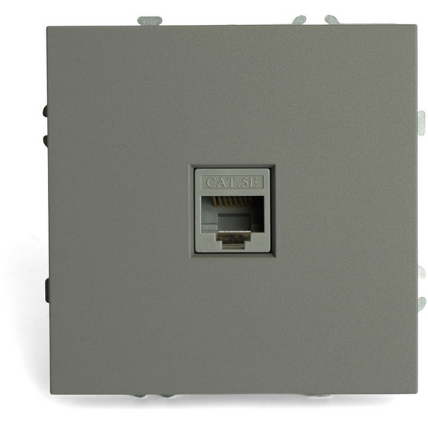 Изображение товара Розетка Ethernet RJ-45 в платиново-сером цвете с soft touch от Stekker