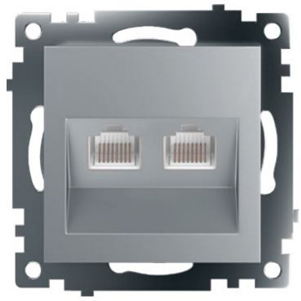 

Розетка Ethernet RJ-45 двойная (серебро) Stekker Катрин 50005, Катрин 50005