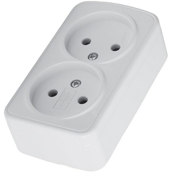 Изображение товара Розетка накладная двойная без заземления Stekker Basic 50075