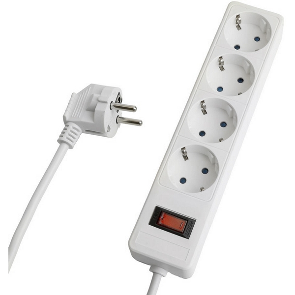 

Сетевой фильтр 4-х местный с заземлением 1,8м. (белый) Stekker Optima 50089, Optima 50089