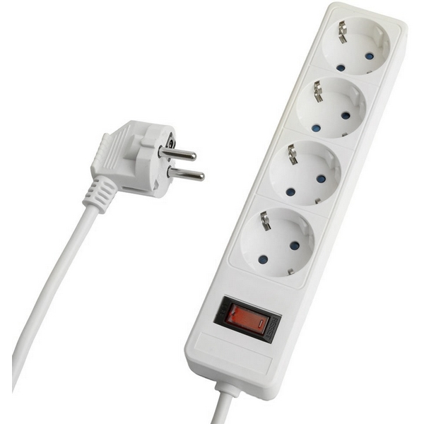 Изображение товара Сетевой фильтр 4-х местный с заземлением Stekker 50091 белый