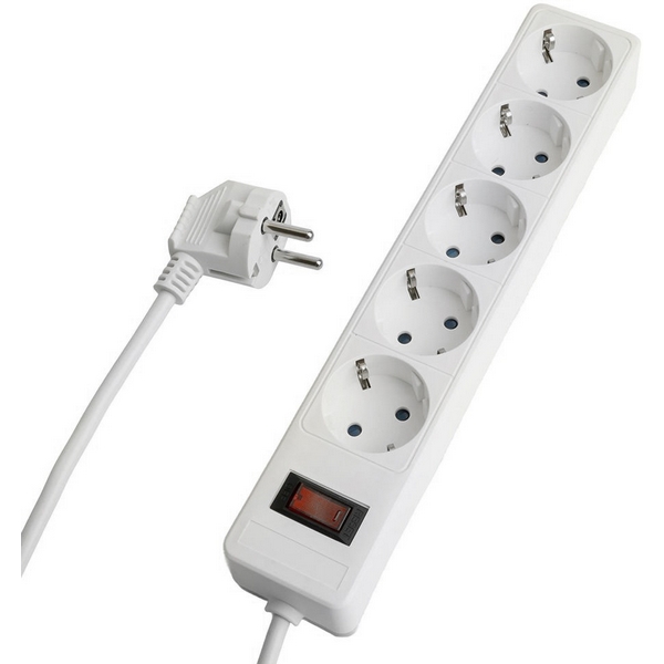 Изображение товара Сетевой фильтр 5 постов с заземлением белый Stekker Optima 50092