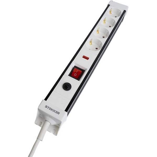 

Сетевой фильтр 4-х местный с заземлением 1,8м. (белый) Stekker Techno 50147, Techno 50147